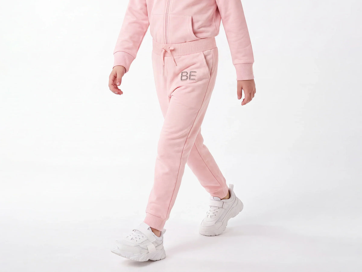 Girls Pink Cotton Knit Trousers