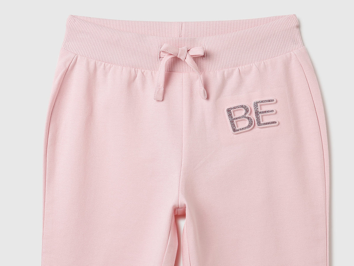 Girls Pink Cotton Knit Trousers