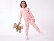 Girls Pink 100% Cotton Benetton Embossed Core Track Trousers