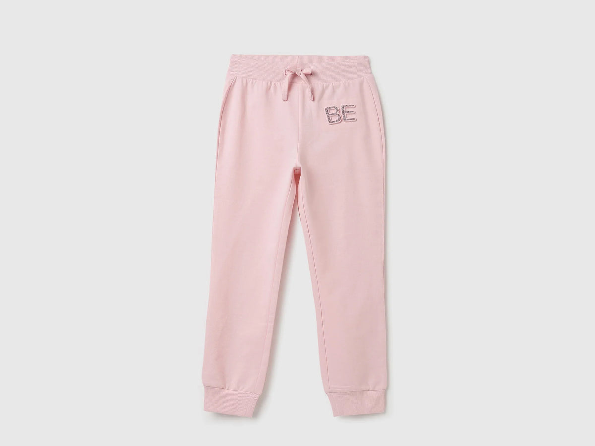 Girls Pink Cotton Knit Trousers
