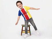 Boys Iconic Multi-Colour Vertical Stripe Embroidered Cotton Polo Shirt