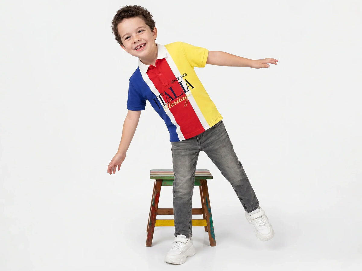 Boys Iconic Multi Cotton Knit Shirt
