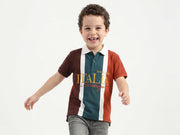Boys Neutral Multi Cotton Knit Shirt