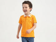 Boys Orange Solid Cotton Core Polo Shirt