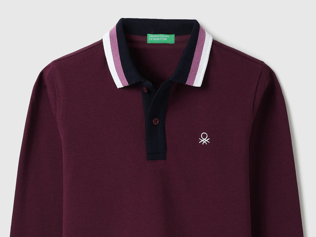 Boys Wine Cotton Knit Shirt Classic
