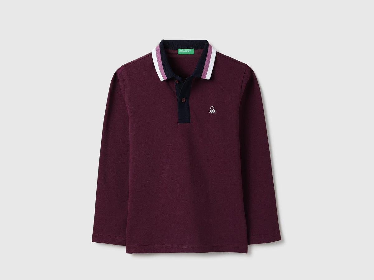 Boys Wine Cotton Knit Shirt Classic