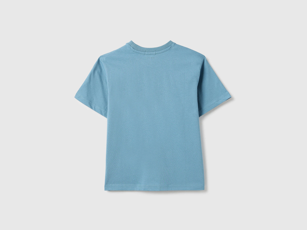 Boys Sea Blue Cotton Knit T-Shirt