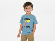 Boys Sea Blue Relaxed-Fit 100% Cotton Casual T-Shirt
