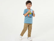 Boys Sea Blue Cotton Knit T-Shirt