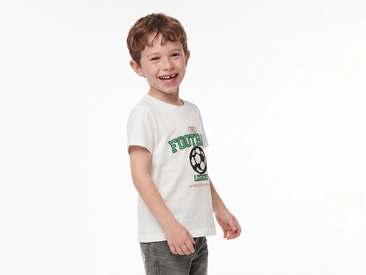 Boys Off White Cotton Knit T-Shirt Essential