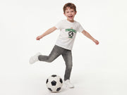 Boys Off White Football Foam Applique 100% Cotton T-Shirt