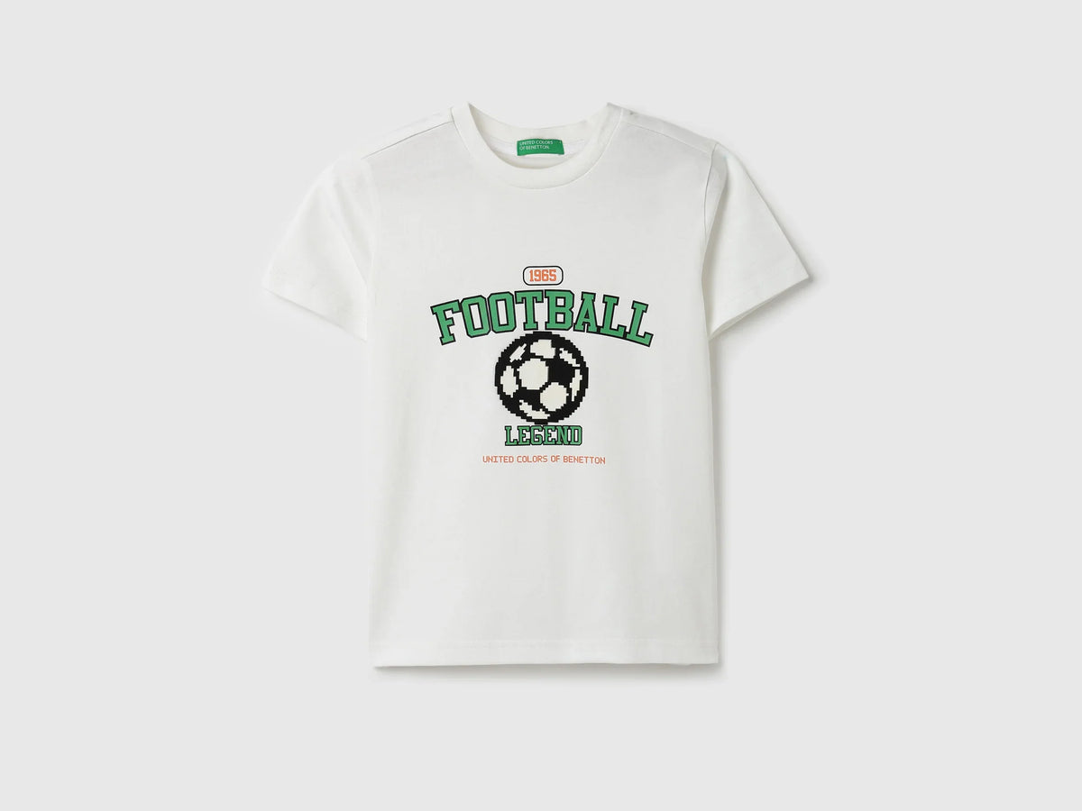 Boys Off White Cotton Knit T-Shirt Essential