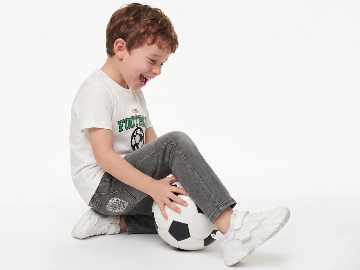Boys Off White Cotton Knit T-Shirt Essential