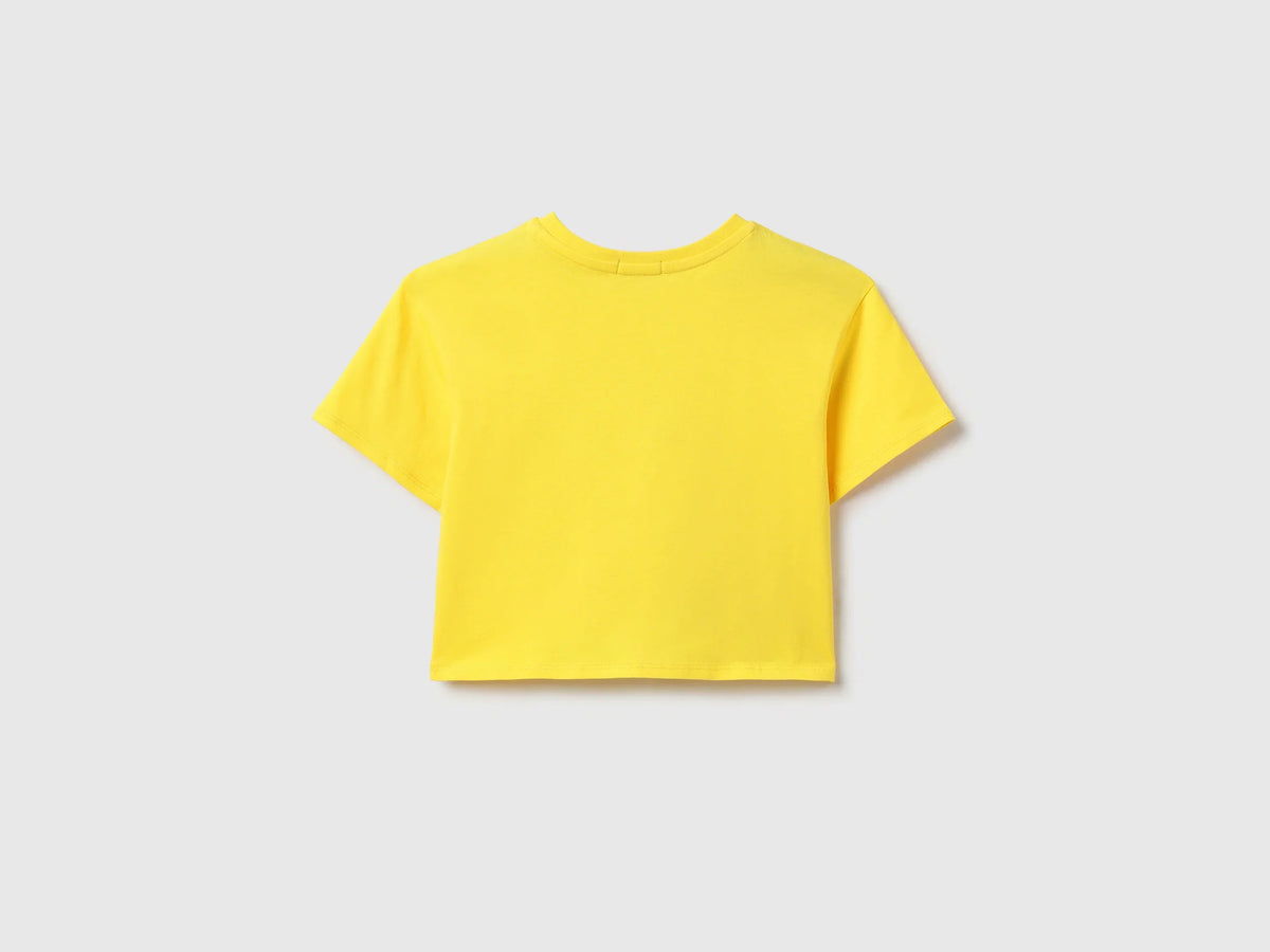 Girls Yellow Cotton Knit T-Shirt