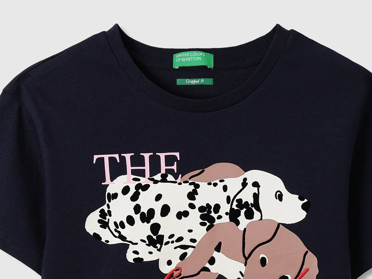 Girls Navy Cotton Knit T-Shirt