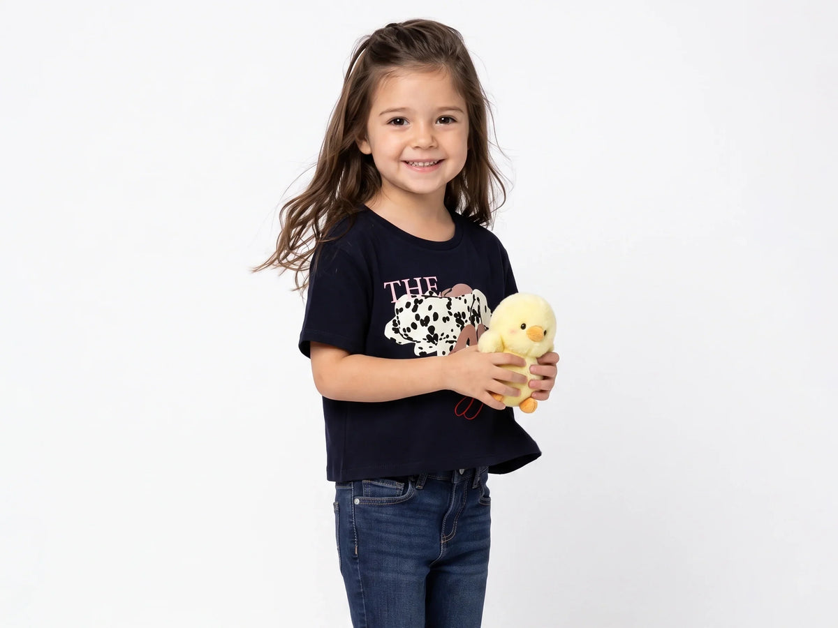 Girls Navy Cotton Knit T-Shirt