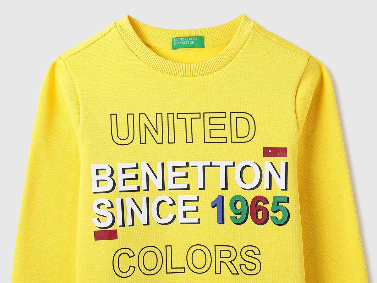 Boys Yellow Cotton Knit Sweatshirt