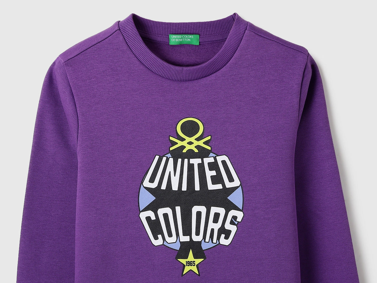 Boys Purple Cotton Knit Sweatshirt