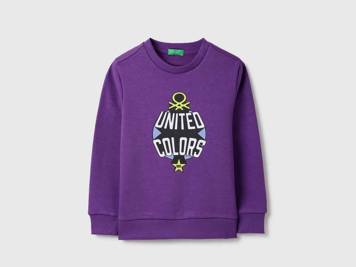 Boys Purple Cotton Knit Sweatshirt