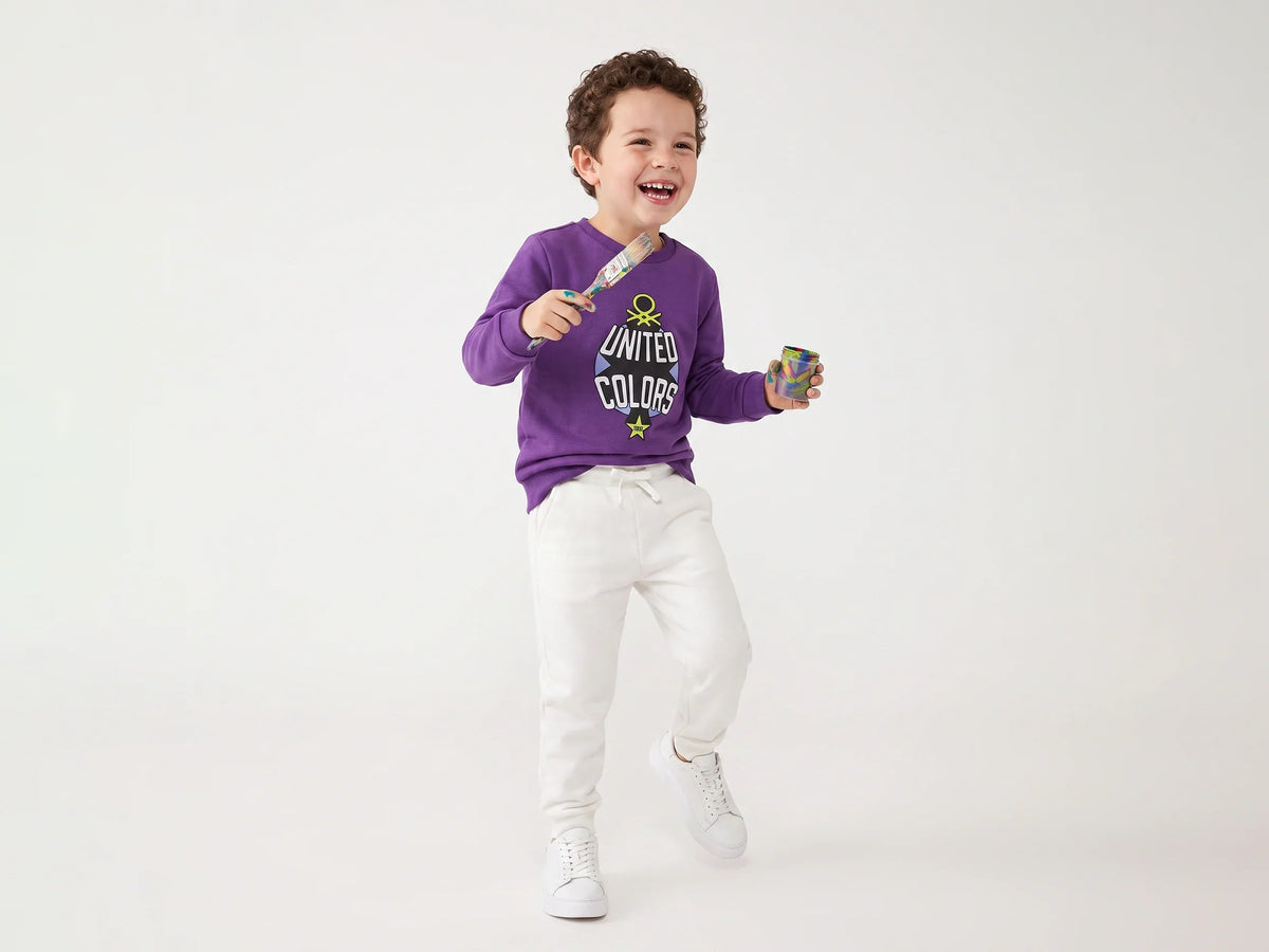 Boys Purple Cotton Knit Sweatshirt