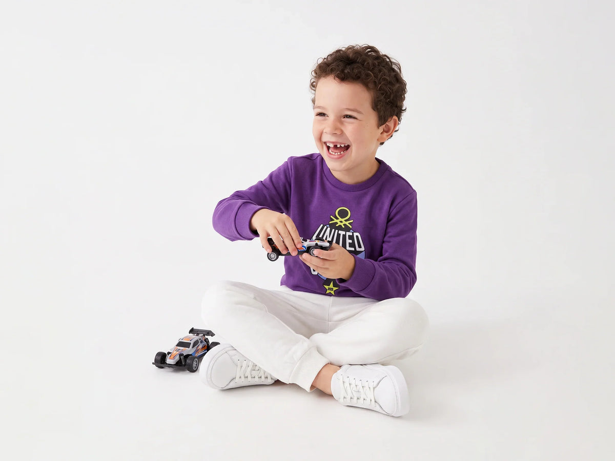 Boys Purple Cotton Knit Sweatshirt