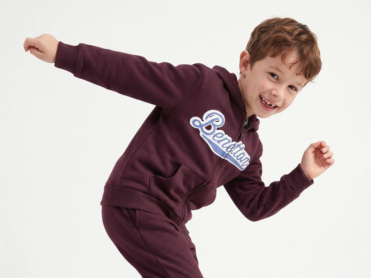 Boys Wine Cotton Knit Sweatshirt
