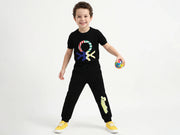 Boys Black Cotton Knit Trousers Classic