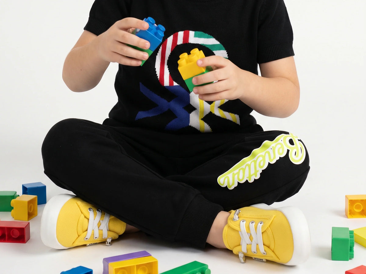 Boys Black Cotton Knit Trousers Classic
