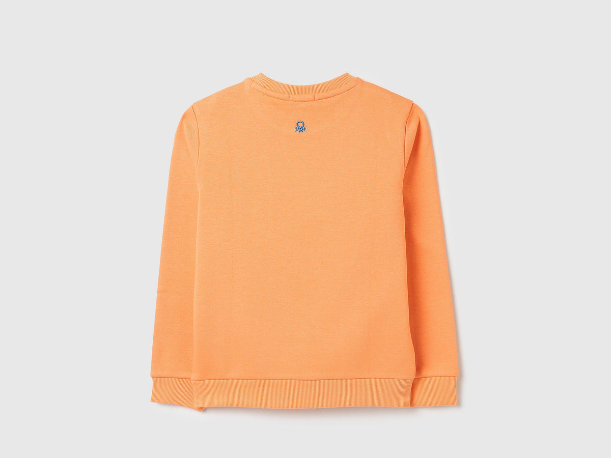 Girls Orange Cotton Knit Sweatshirt
