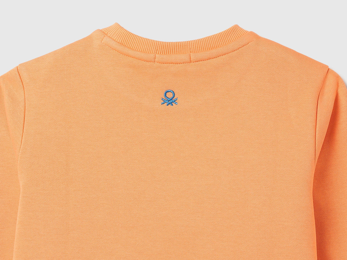 Girls Orange Cotton Knit Sweatshirt
