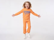 Girls Orange Cotton Blend Basic Full-Cover Sweatshirt
