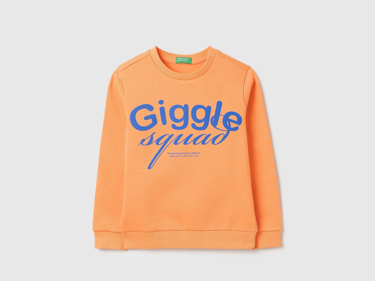 Girls Orange Cotton Knit Sweatshirt