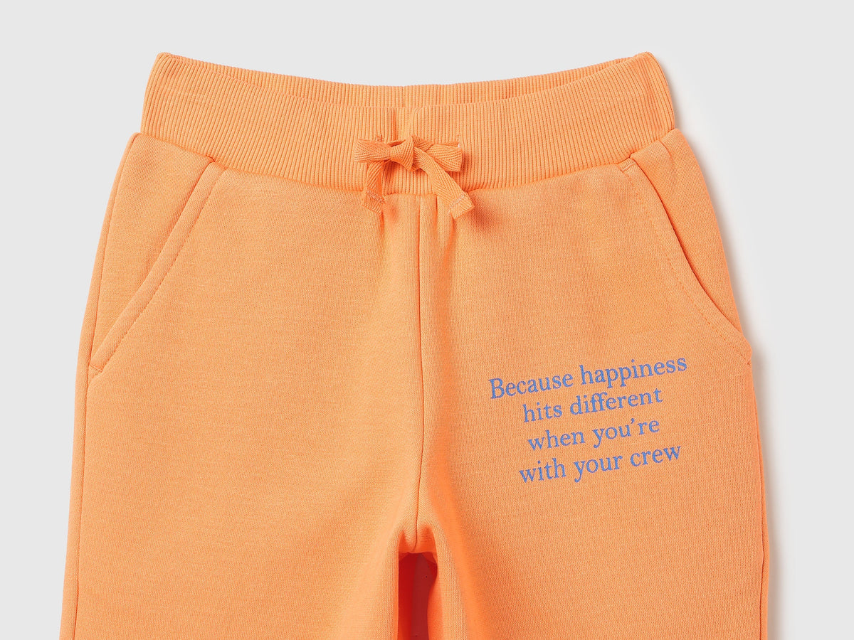 Girls Orange Cotton Knit Trousers