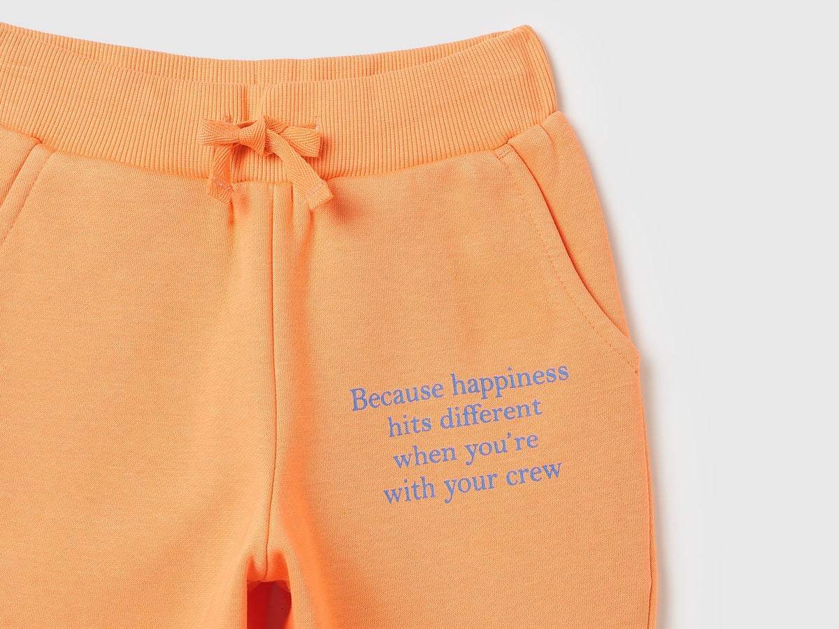 Girls Orange Cotton Knit Trousers