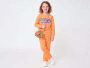 Girls Orange Cotton Blend Basic EPP Full-Cover Trackpants