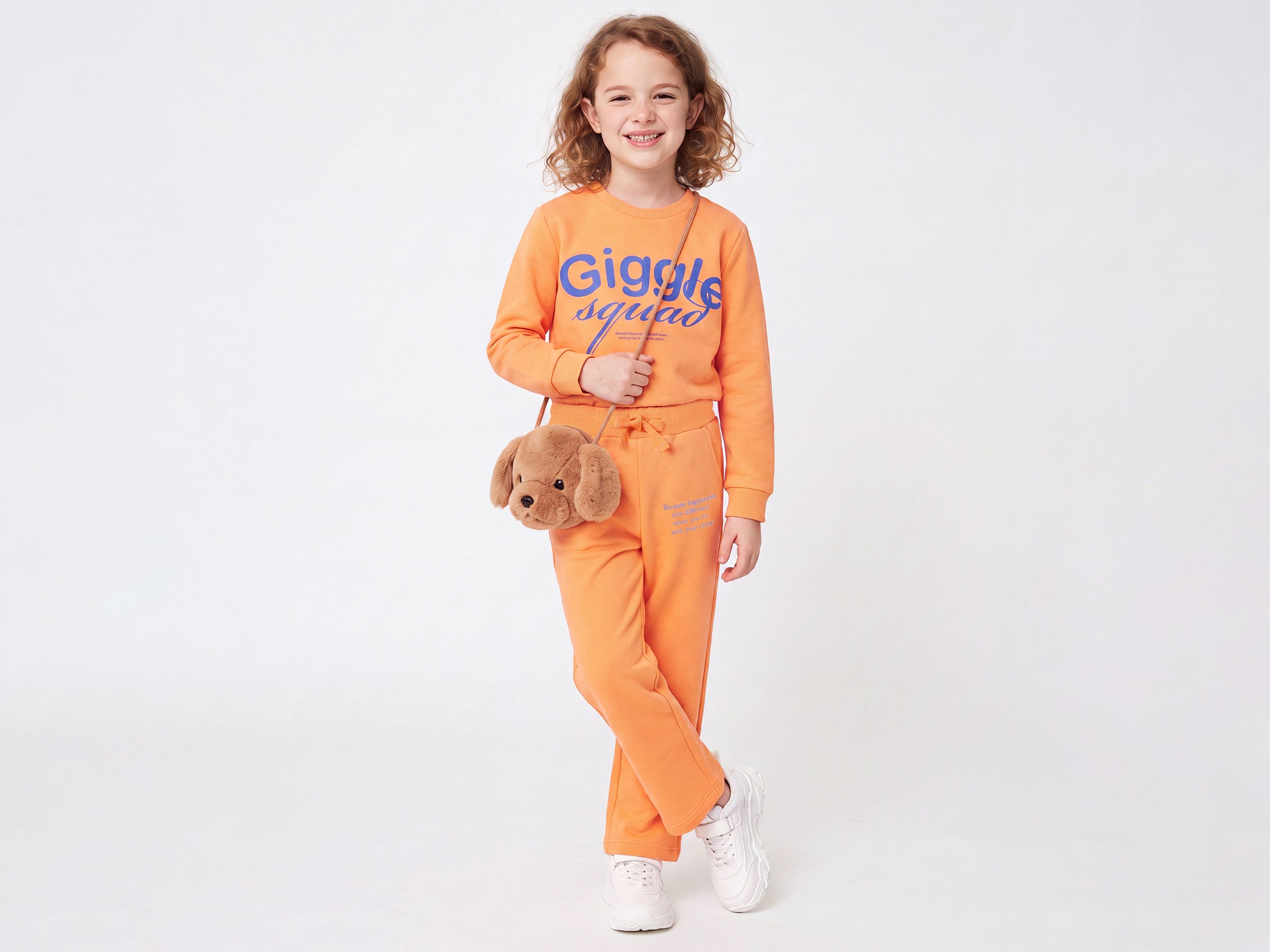 Girls Orange Cotton Blend Basic EPP Full-Cover Trackpants