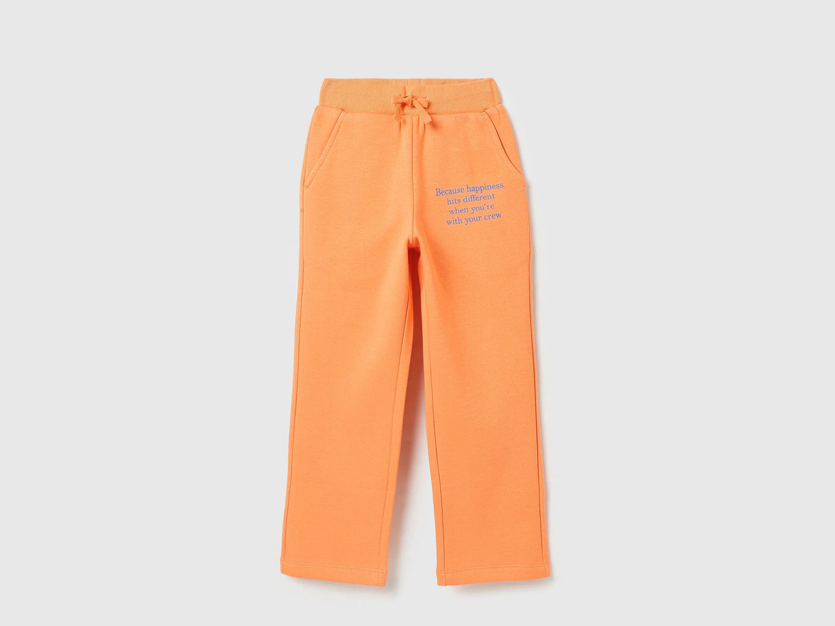 Girls Orange Cotton Knit Trousers