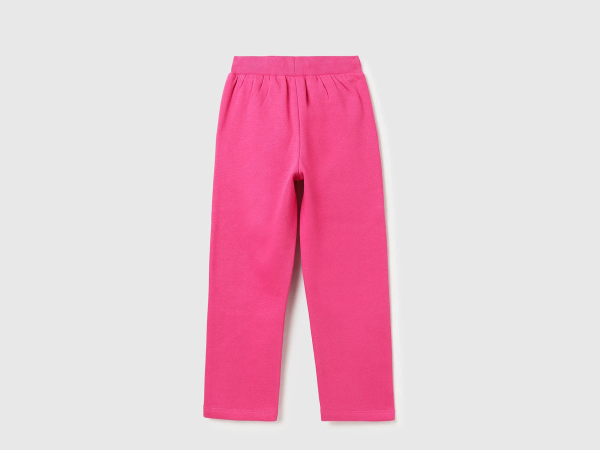 Girls Fuchsia Cotton Knit Trousers