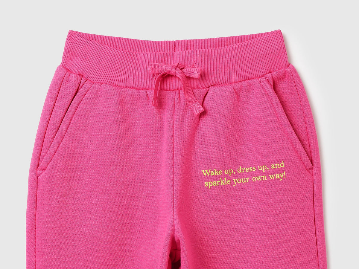 Girls Fuchsia Cotton Knit Trousers