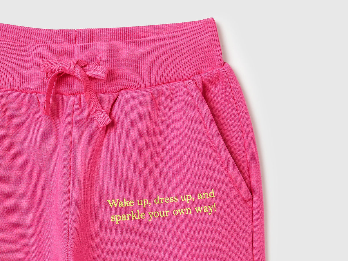 Girls Fuchsia Cotton Knit Trousers