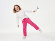 Girls Fuchsia Cotton Blend Basic EPP Trackpants