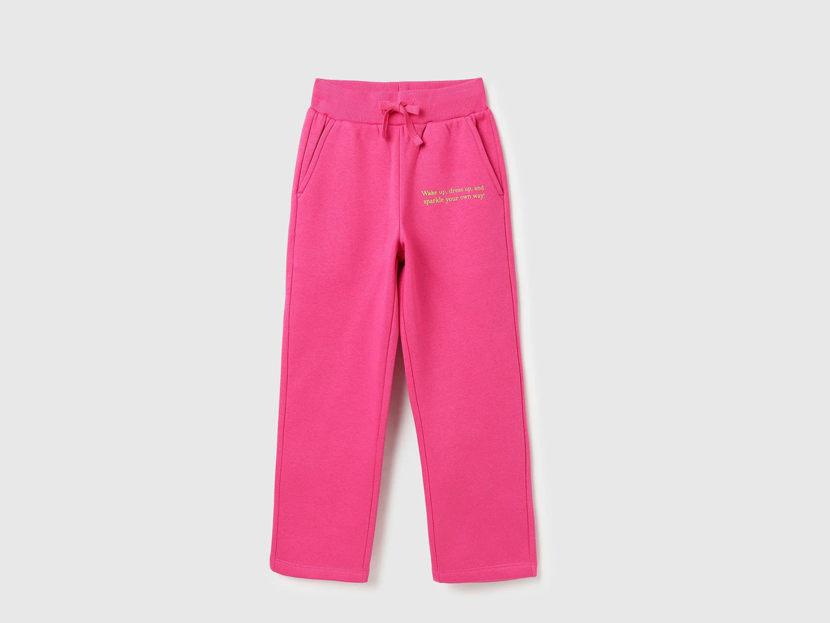 Girls Fuchsia Cotton Knit Trousers