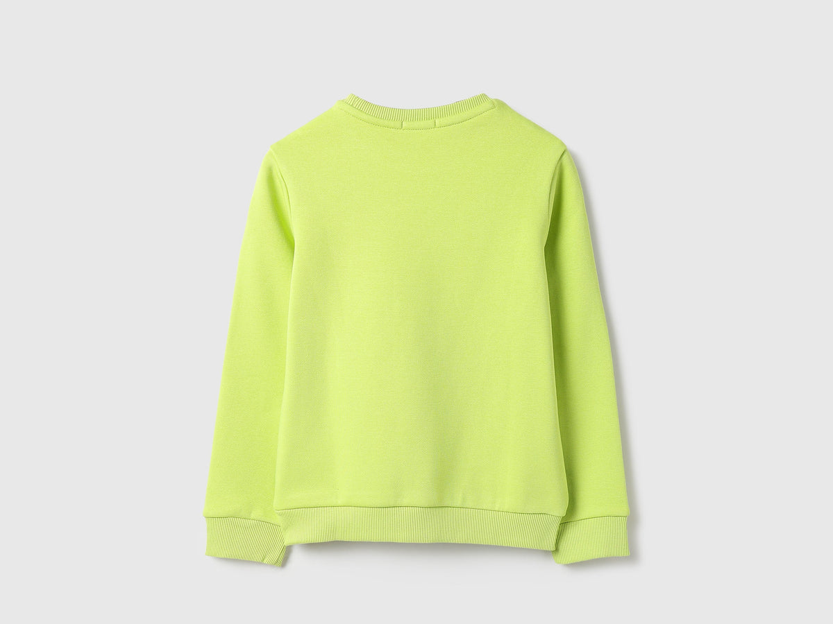 Girls Lime Cotton Knit Sweatshirt