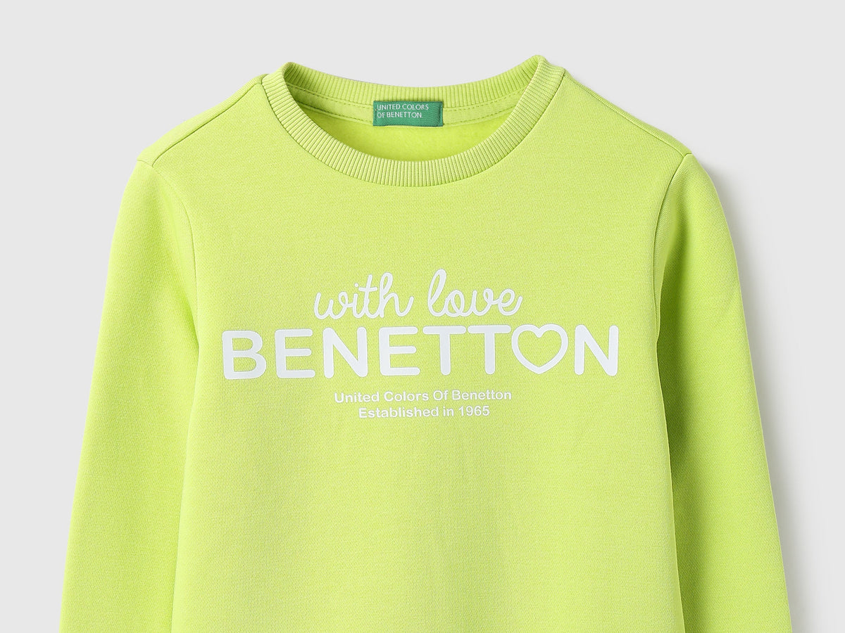 Girls Lime Cotton Knit Sweatshirt