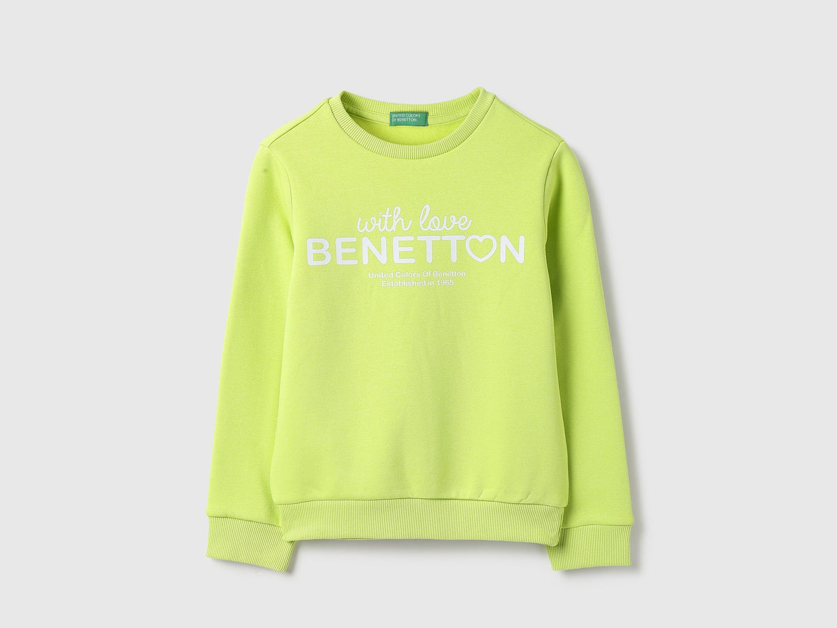 Girls Lime Cotton Knit Sweatshirt