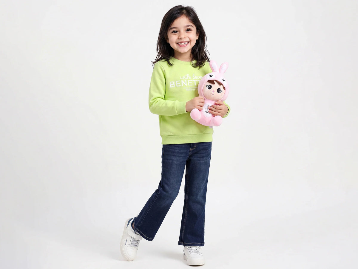 Girls Lime Cotton Knit Sweatshirt
