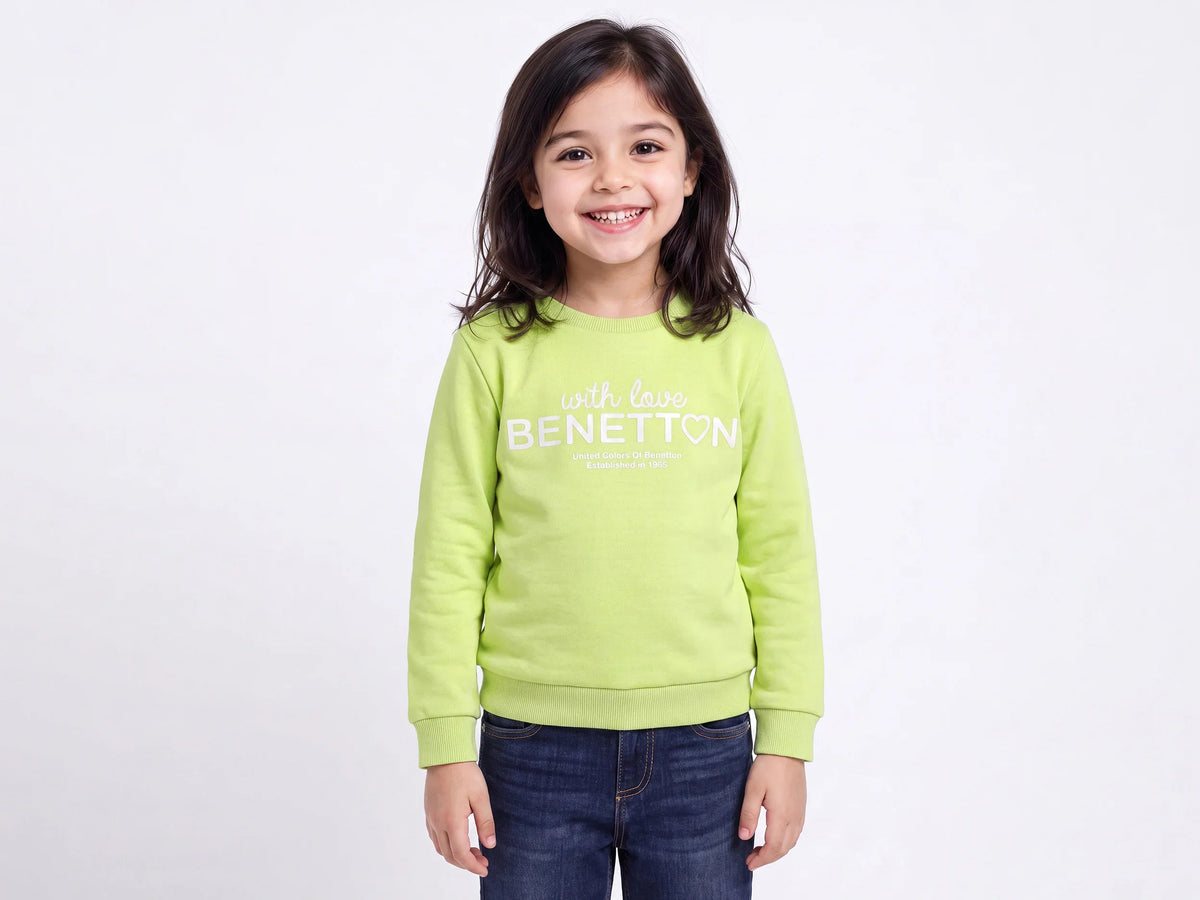 Girls Lime Cotton Knit Sweatshirt