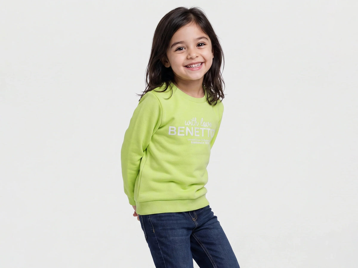 Girls Lime Cotton Knit Sweatshirt