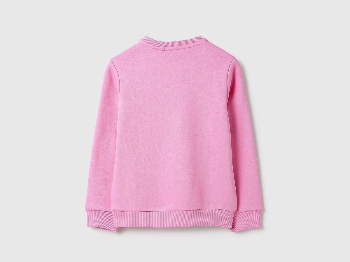 Girls Light Pink Cotton Knit Sweatshirt