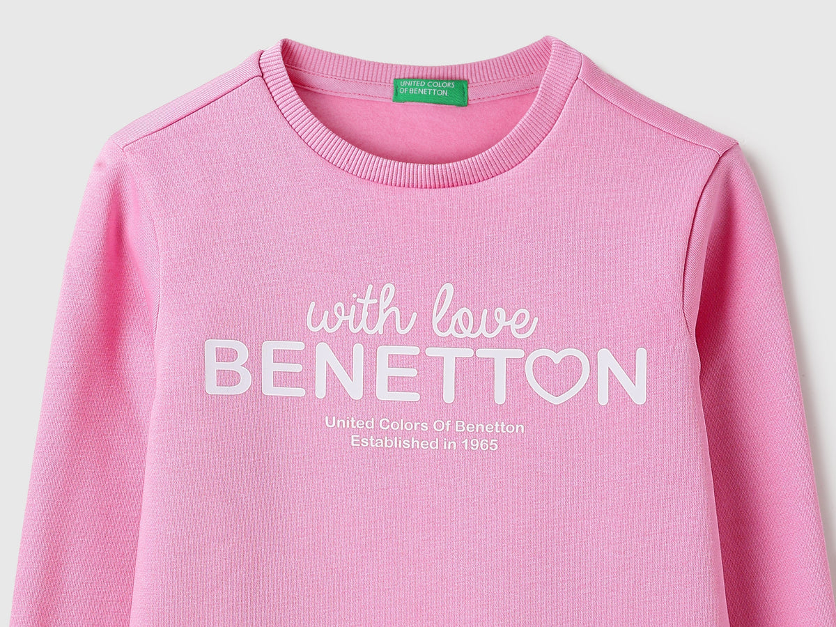 Girls Light Pink Cotton Knit Sweatshirt